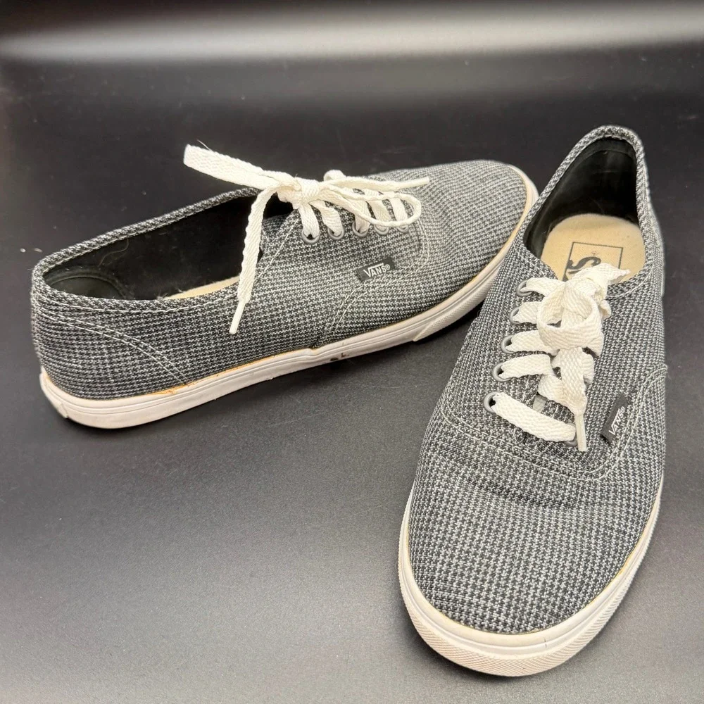Vans Authentic Lo Pro Grey White Houndstooth Textile‎ Sneakers Womens 8 Mens 6.5